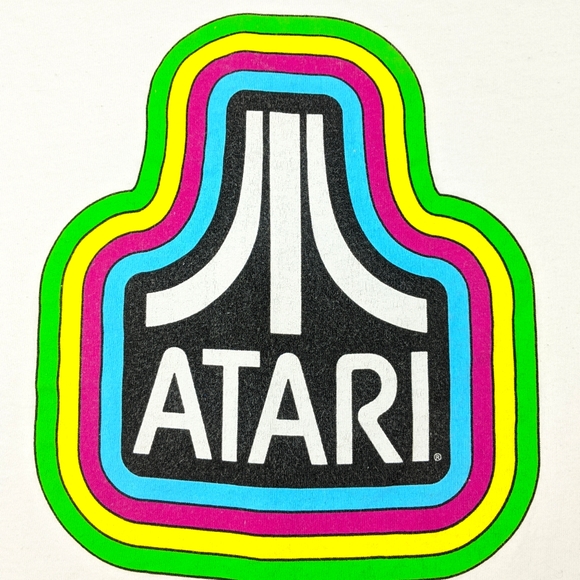 Atari Logo Gamer Graphic Tee Shirt Men's Size Small White Retro Arcade T-Shirt - Picture 4 of 5
